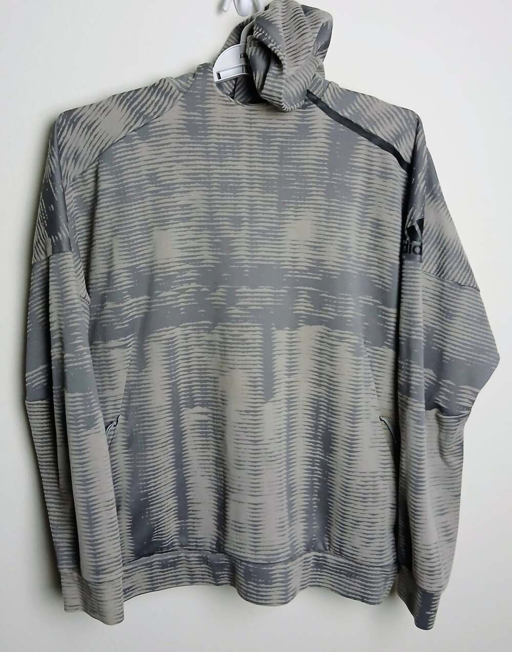 Adidas ZNE Pulse Knit Jacquard Pattern Hoodie Mens XL Grey Drop Shoulder